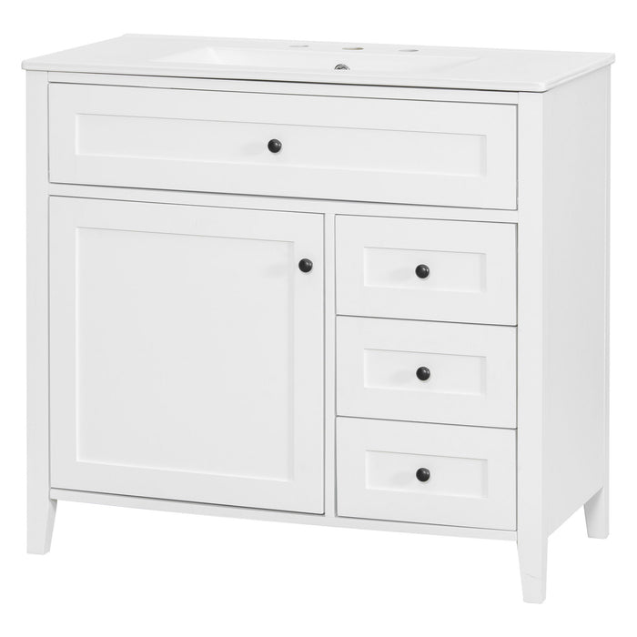 Bathroom Vanity With Sink, Cabinet With 3 Drawers And Adjustable Shelf