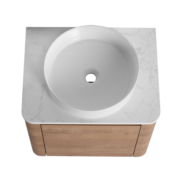 Wall Mounted Bathroom Vanity With Art Sink, 1 Storage Shelf, Soft Close Door