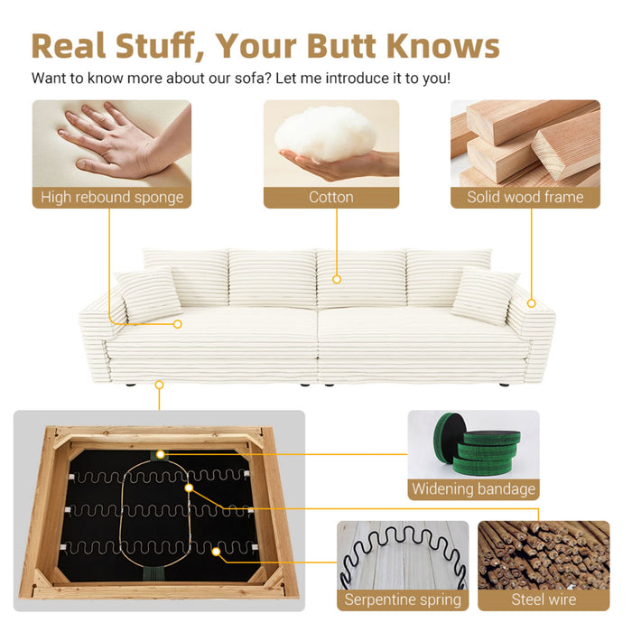 Deep Seat Convertible Sofa With Soft Pillows And Ottomans
