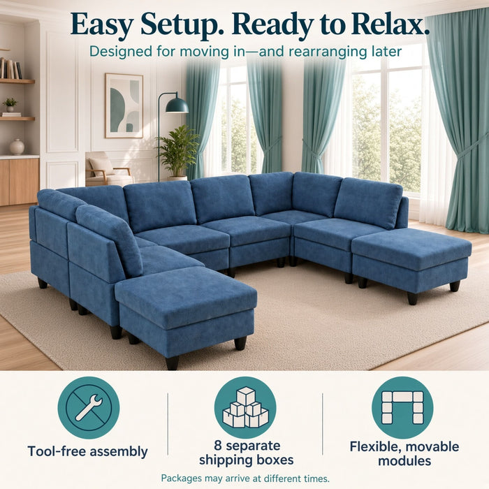 8 Piece Modular U - Shape Sectional Sofa