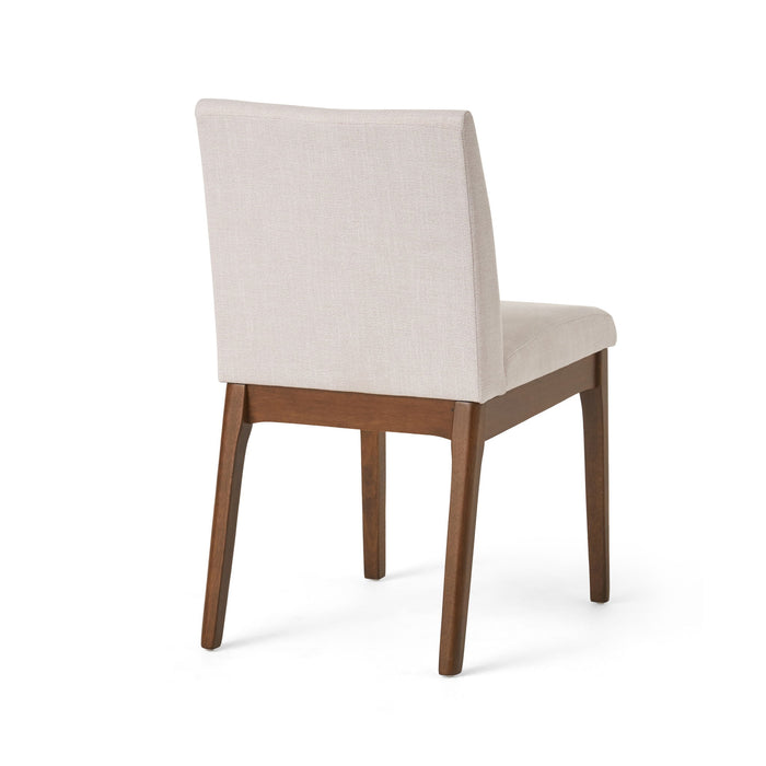 5 Piece Dining Set With Table And Upholstered Chairs - Light Beige / Walnut