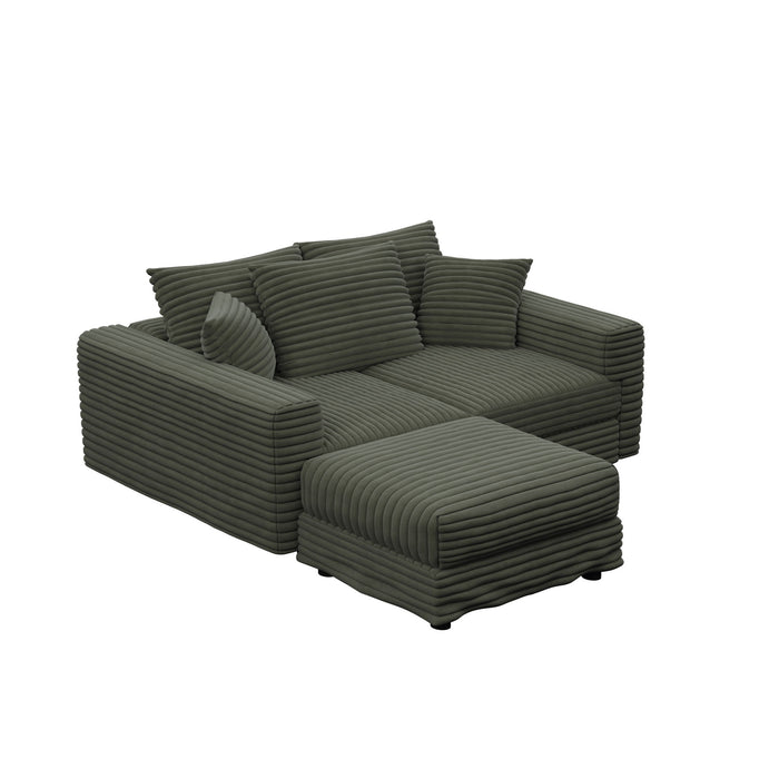 Convertible Deep Seat Sofa With Soft Pillows And Ottomans