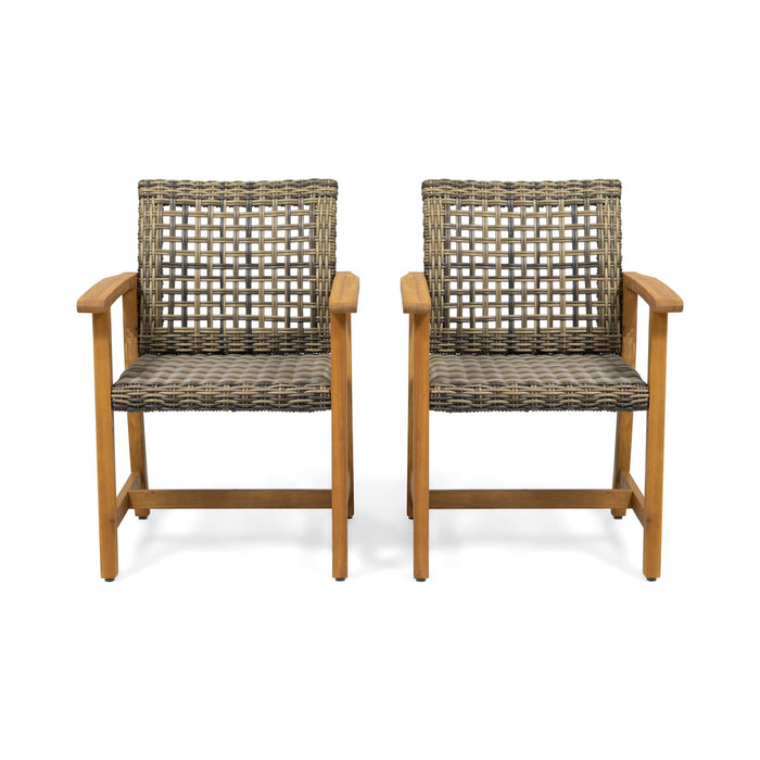 Outdoor Dining Chair Acacia Wood Frame (Set of 2)