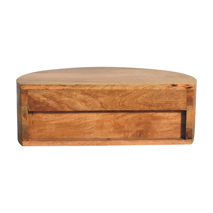 Large Wall Mounted Rounded Bedside Table - Beige