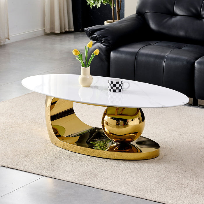 Oval Coffee Table With Geometric Precision