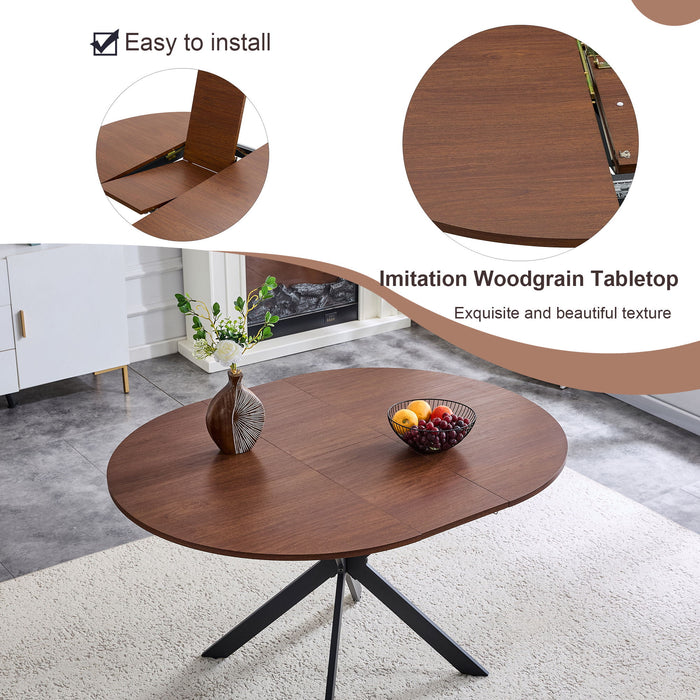 Extendable Round Dining Table - Walnut