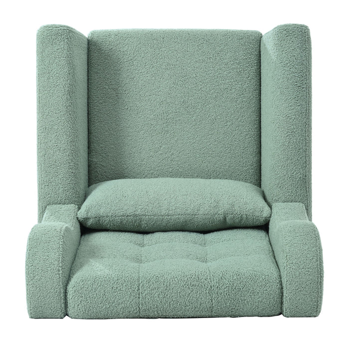 Modern Accent Chair, Teddy Fabric Living Room Chairs Comfy Reading Chair, Mid Century Accent Chair, Lounge Arm Chairs Armchair For Living Room Bedroom - Light Green