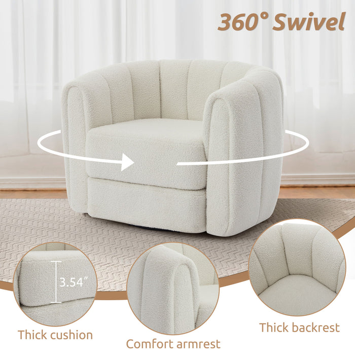 Swivel Accent Chair Wide Upholstered For Living Room