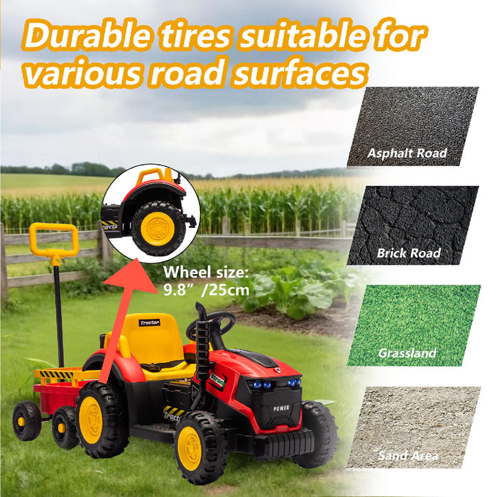 Kids Electric Ride On Tractor With Trailer