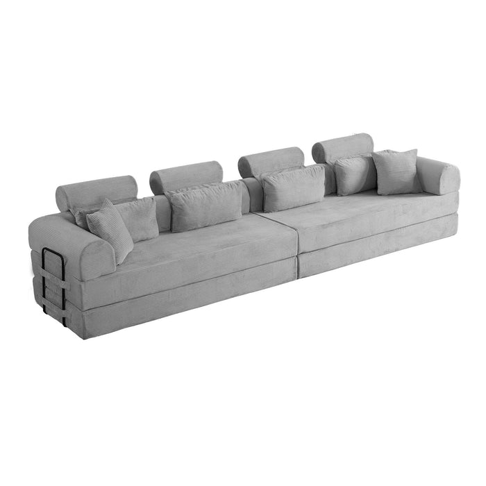 Modern L-Shape Modular Sectional Sofa, Compressed Design