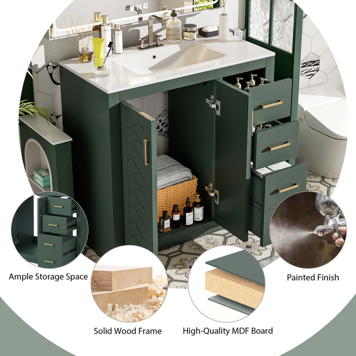 Bathroom Vanity With Sink Combo, Storage Cabinet, Freestanding Set With 3 Drawers & Soft Closing Doors