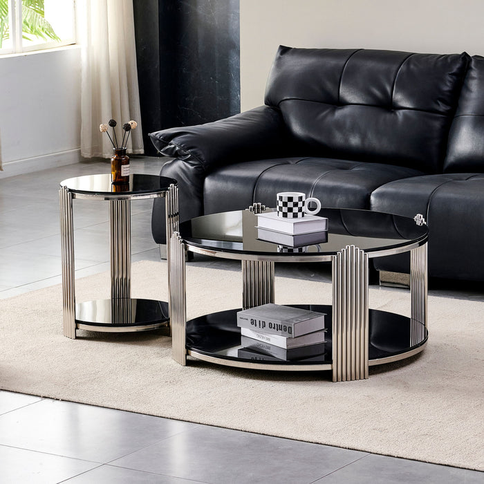 Round Table With Double Layer Storage