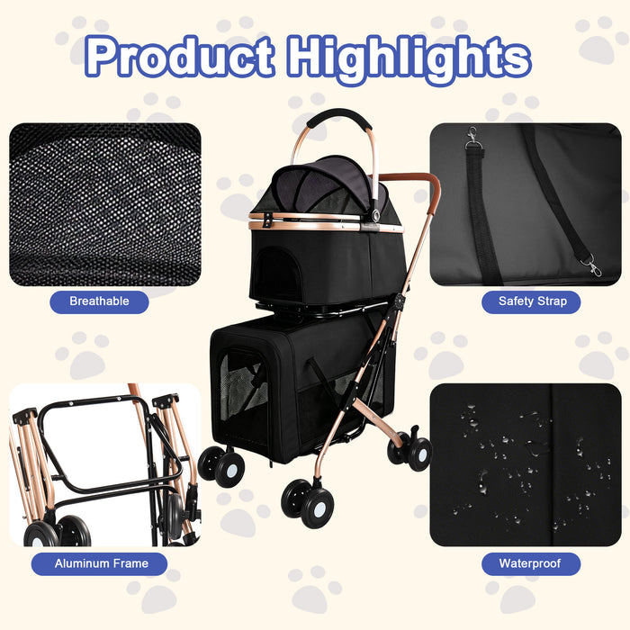 Double Pet Stroller For Dogs And Cats