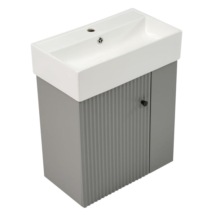 Modern Floating Bathroom Vanity With Ceramic Basin Perfect For Small Bathrooms