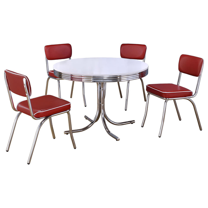 Parlisse - 5 Piece Round Dining Sets And Chairs - White