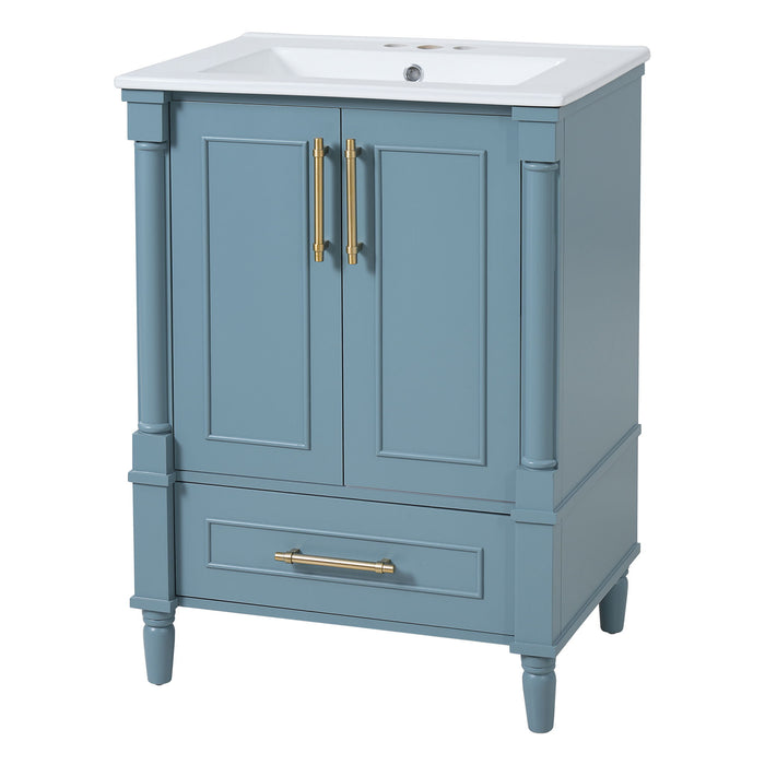 Bathroom Vanity With Ornate French Cylinder Legs, Soft Close Drawer