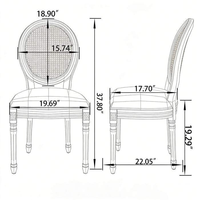 Dining Chairs, Upholstered With Round Back (Set of 2) - Beige
