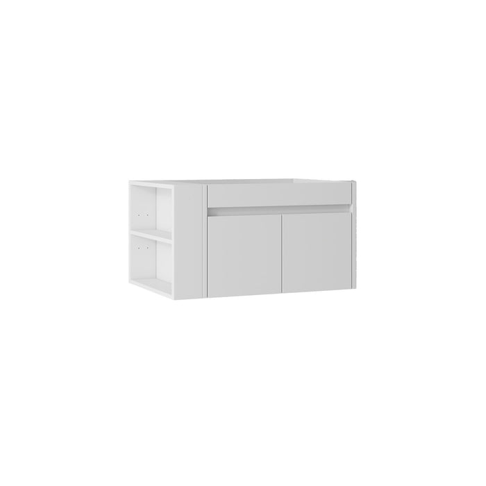 Floating Bathroom Vanity Cabinet, Soft Close Double Drawers, Open Side Storage, Wall Mounted, Cabinet Only