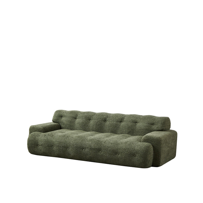 Cloud Series Minimalist Button Tufted Square Arm 3 Seater Sofa