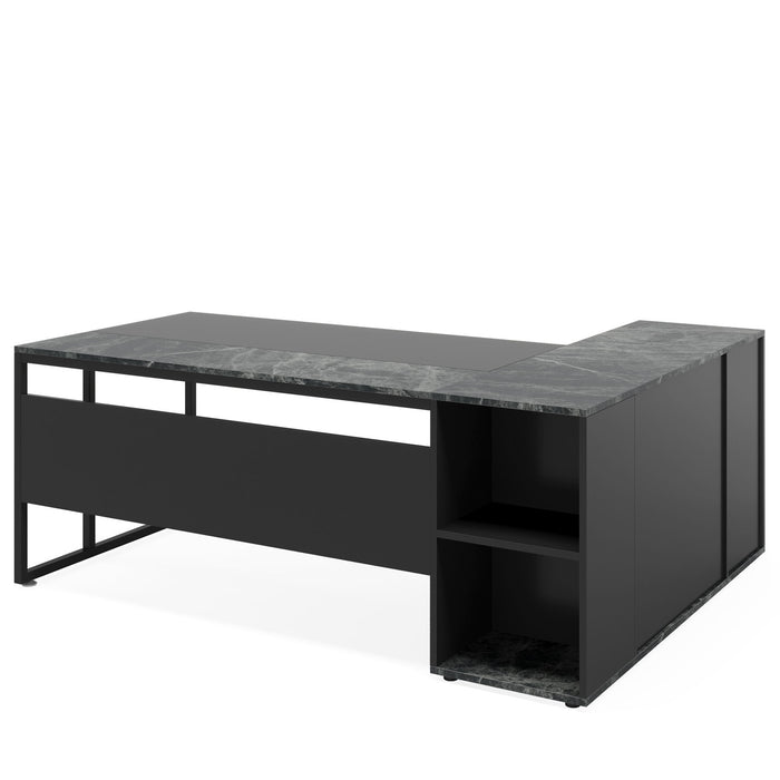 L-Shaped Executive Desk With Cabinet Storage