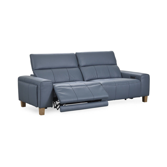 Alea - Leather Power Recliner Sofa - Blue