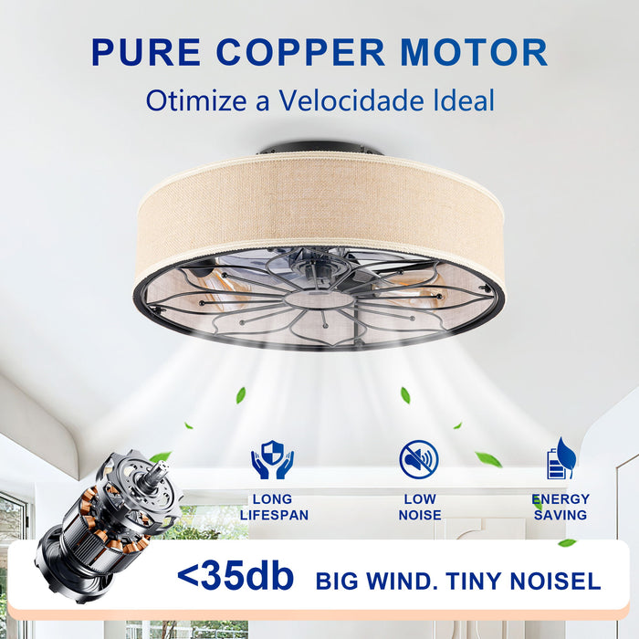 Lotus Bladeless Ceiling Fan With Remote Control For Living Room - Matte Black