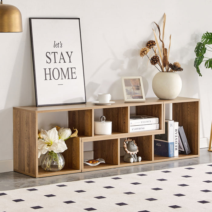 Minimalist Cube TV Stand With Adjustable Open Storage Shelves