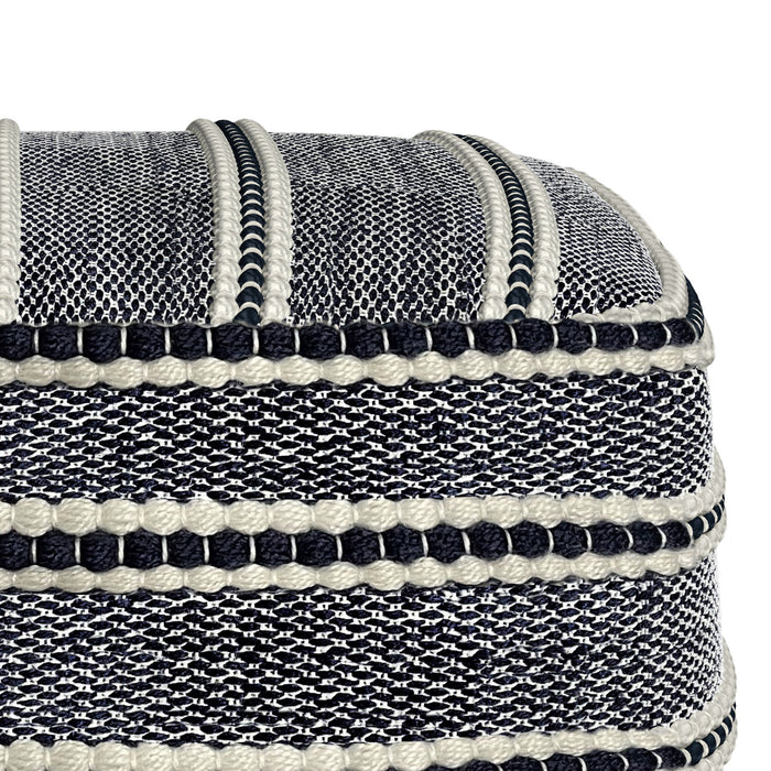 Corrie - Square Outdoor / Indoor Pouf - Navy / White
