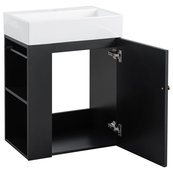 Modern Bathroom Vanity With Sink, Diamond Pattern Doors