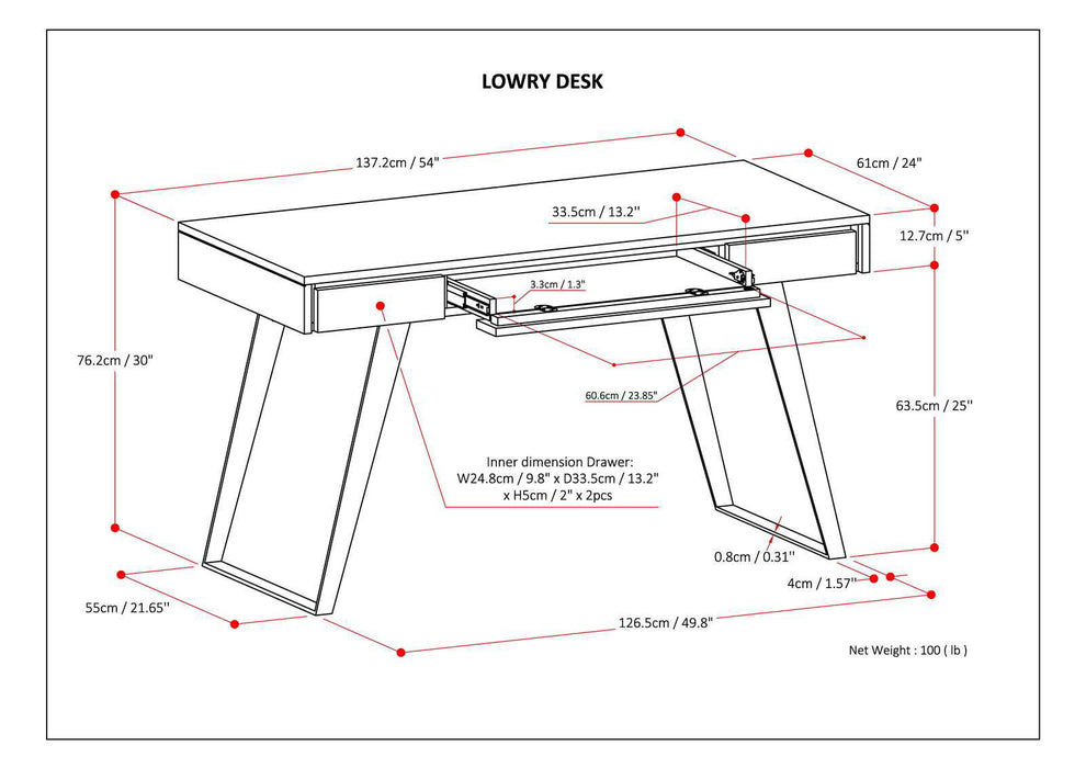 Lowry - Desk - Distressed Charcoal Brown