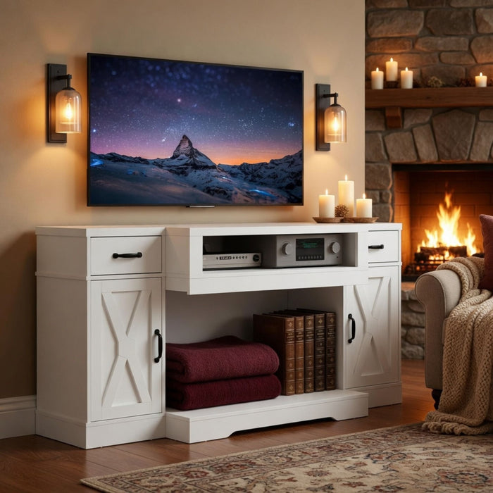 TV Stand With Adjustable Shelves & Double Doors
