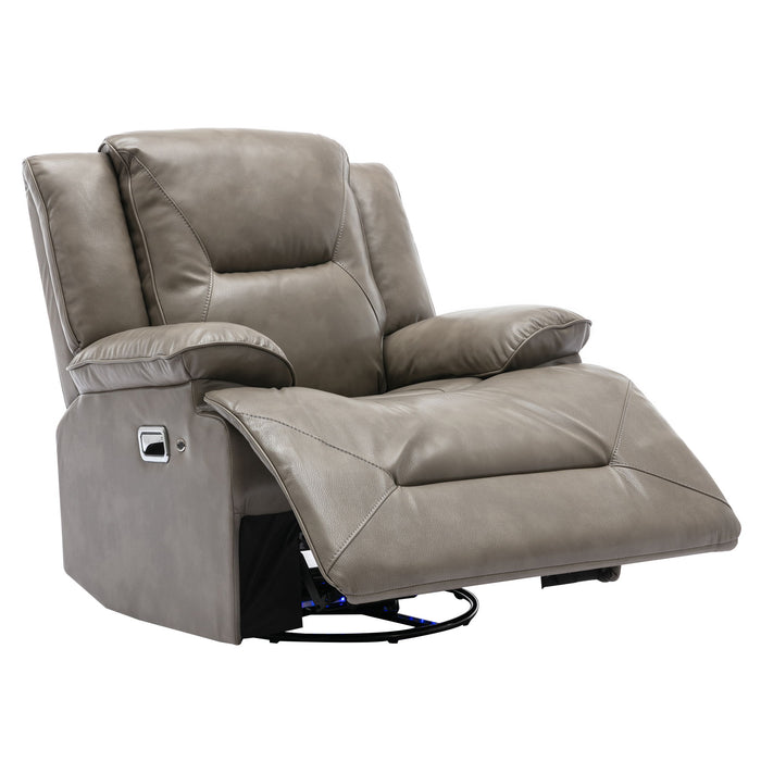 360° Swivel And Rocking Home Theater Recliner Manual Recliner Chair With A LED Light Strip For Living Room