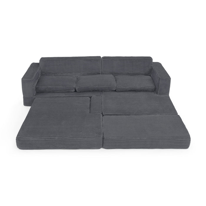 Modern Minimalist L Shape Modular Sectional Sofa, Corduroy Couch