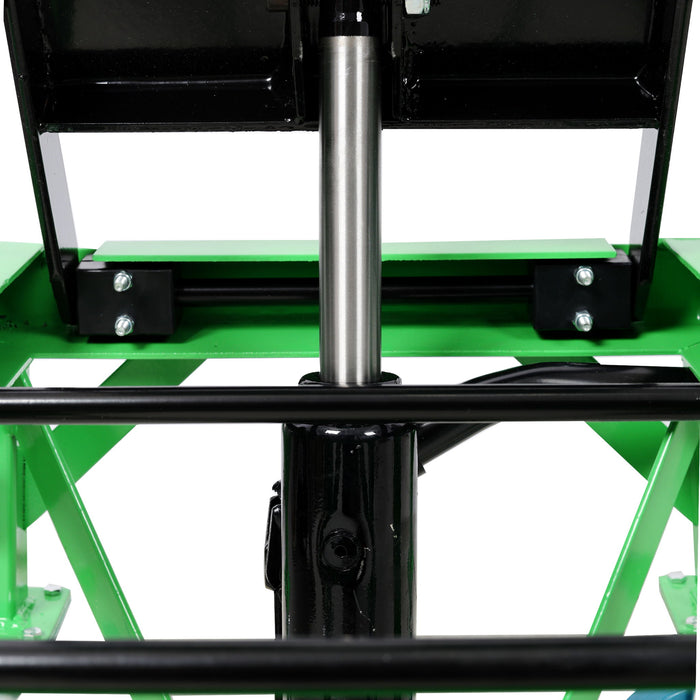 Hydraulic Motorcycle Scissor Jack Lift With Foot Step And Wheels For Dirt Bikes - Black / Green
