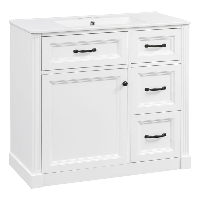 Modern Bathroom Vanity With Sink, 4 Drawers, Soft-Close Door, Adjustable Shelf