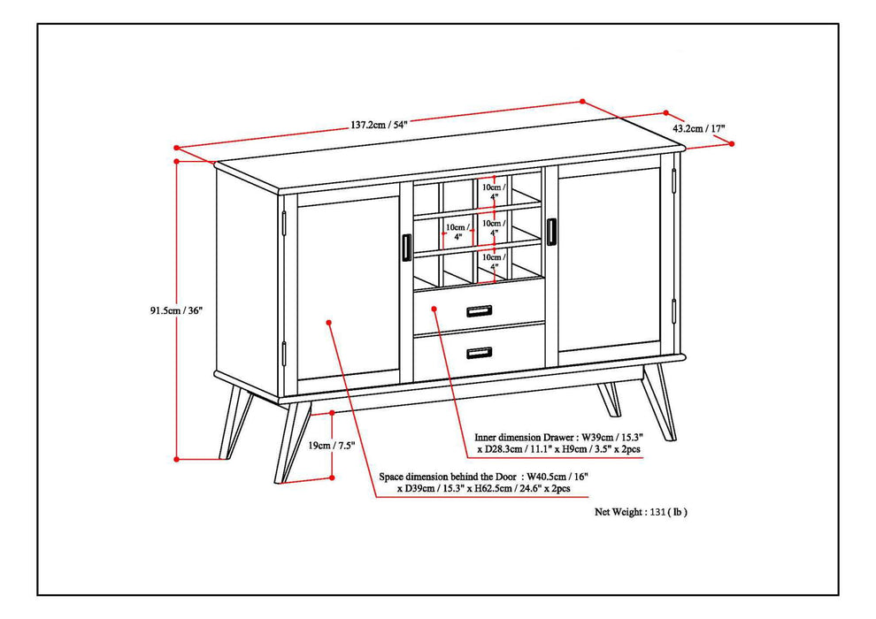Draper - Sideboard Buffet And Wine Rack - Medium Auburn Brown