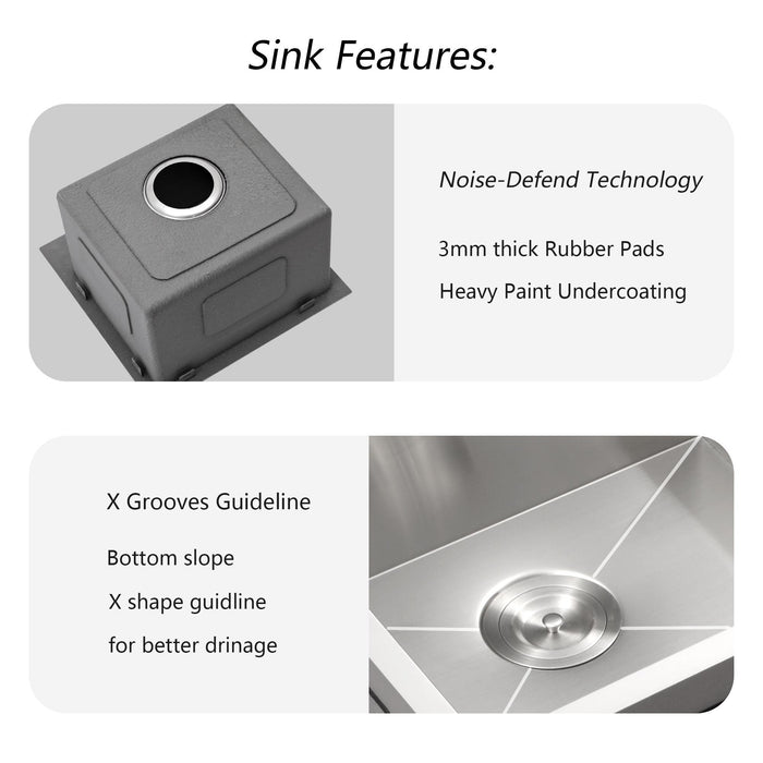 Premium Laundry Drop In Utility Sink 16 Gauge Stainless Steel, Topmount