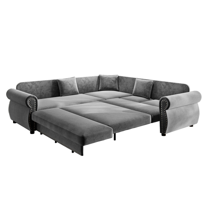 L-Shaped Sofa Couch With Pull-Out Bed