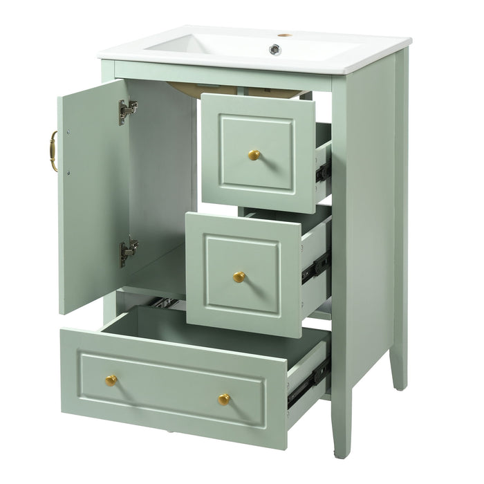 Retro Bathroom Vanity With Sink, Soft Closing Cabinet & Drawers
