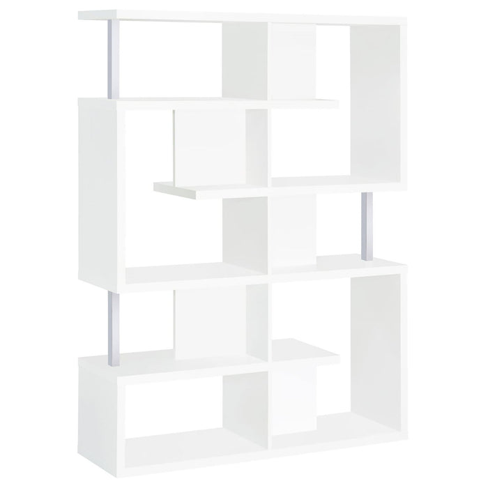 5 Tier Geometric Bookcase - White