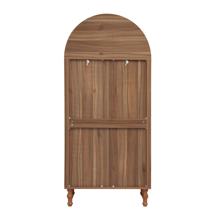 Tall Kitchen Pantry Cabinet With Hollow Carved Doors Adjustable Shelves Versatile Storage Cabinet For Kitchen - Walnut