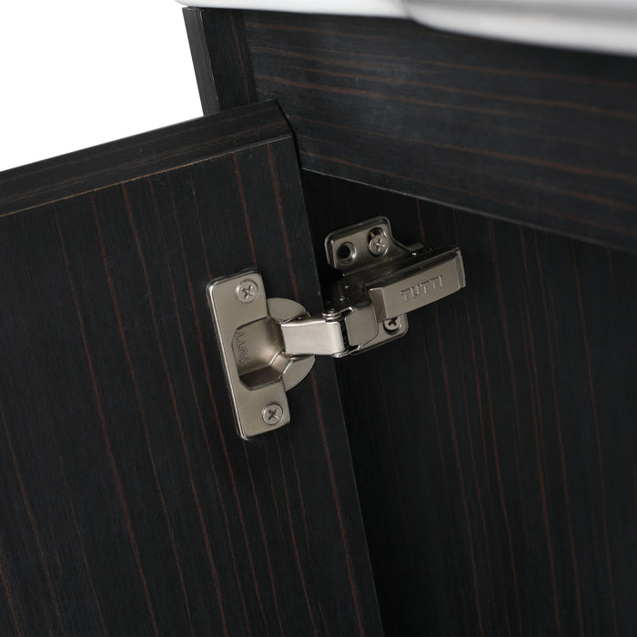 28" Wall Mounted Bathroom Vanity With Sink & Soft Close Door - Black Chestnut