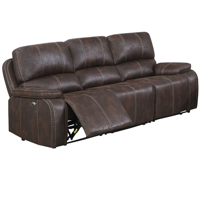 Power Reclining Sofa With Built In USB Port - Chocolate