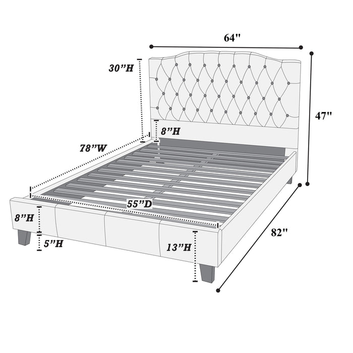 Modern Bed Frame With Tufted Upholstered Headboard