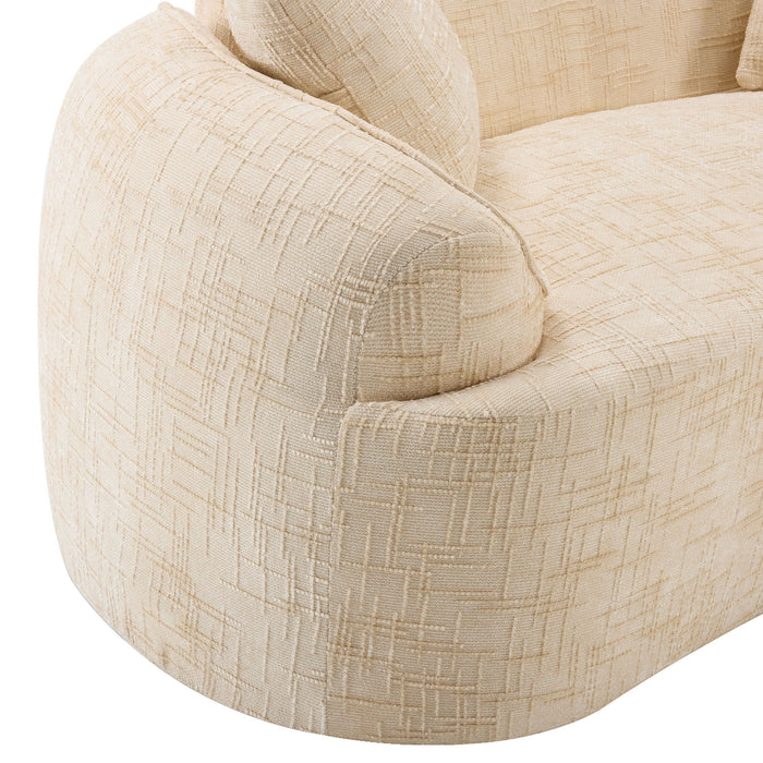Curved 2 Person Compress Sofa With Armrests, Includes Pillows