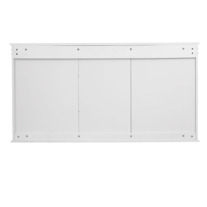 Wall Mount Mirror Cabinet With Adjustable Shelves - White