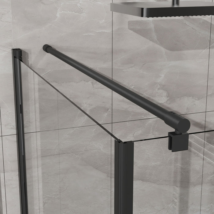 Corner Shower Enclosure, Frameless Pivot Door - Black