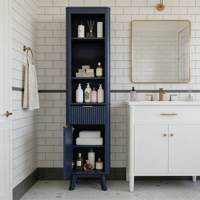 Tall Bathroom Storage Cabinet With Adjustable Shelves And 1 Drawer & Door