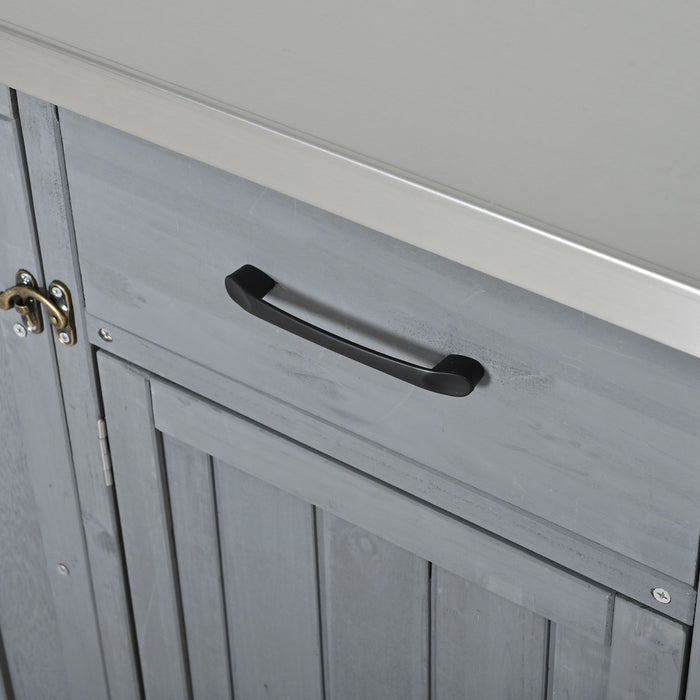 Outdoor Kitchen Island Prep Station With Lockable Wheels, Ample Storage, Towel & Spice Racks