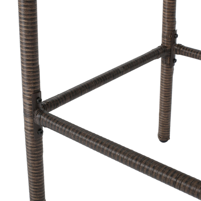 Outdoor Wicker Barstools With Rattan And Iron Frame